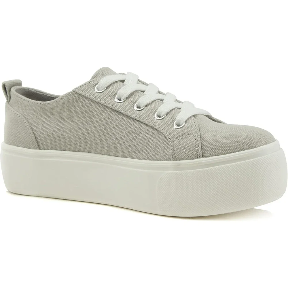 Women’s Double Deck Platform Lace Up Fashion Sneaker Light Grey Petal-G Size 6.5 - Picture 5 of 5
